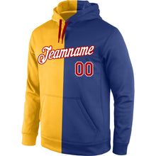 Load image into Gallery viewer, Custom Stitched Gold Red-Royal Split Fashion Sports Pullover Sweatshirt Hoodie
