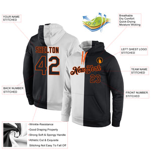 Custom Stitched White Black-Orange Split Fashion Sports Pullover Sweatshirt Hoodie