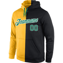 Load image into Gallery viewer, Custom Stitched Gold Kelly Green-Black Split Fashion Sports Pullover Sweatshirt Hoodie
