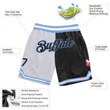 Load image into Gallery viewer, Custom White Black-Light Blue Authentic Throwback Split Fashion Basketball Shorts
