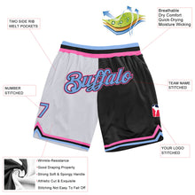 Load image into Gallery viewer, Custom White Light Blue-Pink Authentic Throwback Split Fashion Basketball Shorts
