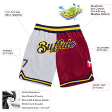 Load image into Gallery viewer, Custom White Navy-Maroon Authentic Throwback Split Fashion Basketball Shorts
