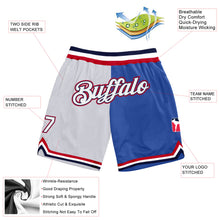 Laden Sie das Bild in den Galerie-Viewer, Custom Blue White-Red Authentic Throwback Split Fashion Basketball Shorts
