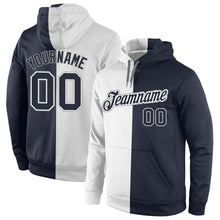 Laden Sie das Bild in den Galerie-Viewer, Custom Stitched White Navy Split Fashion Sports Pullover Sweatshirt Hoodie
