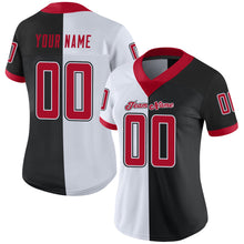 Load image into Gallery viewer, Custom Black Red-White Mesh Split Fashion Football Jersey
