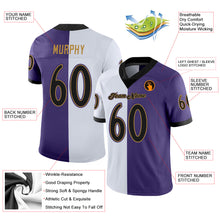 Laden Sie das Bild in den Galerie-Viewer, Custom Purple Black-White Mesh Split Fashion Football Jersey
