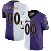 Laden Sie das Bild in den Galerie-Viewer, Custom Purple Black-White Mesh Split Fashion Football Jersey
