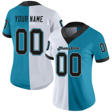 Load image into Gallery viewer, Custom Panther Blue Black-White Mesh Split Fashion Football Jersey
