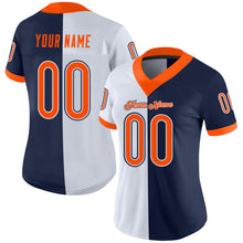 Load image into Gallery viewer, Custom Navy Orange-White Mesh Split Fashion Football Jersey
