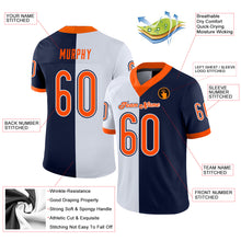 Laden Sie das Bild in den Galerie-Viewer, Custom Navy Orange-White Mesh Split Fashion Football Jersey
