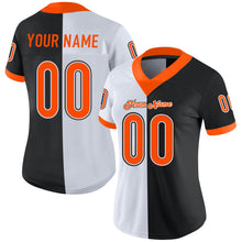 Load image into Gallery viewer, Custom Black Orange-White Mesh Split Fashion Football Jersey
