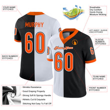 Load image into Gallery viewer, Custom Black Orange-White Mesh Split Fashion Football Jersey
