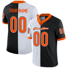 Load image into Gallery viewer, Custom Black Orange-White Mesh Split Fashion Football Jersey
