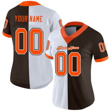 Load image into Gallery viewer, Custom Brown Orange-White Mesh Split Fashion Football Jersey
