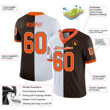 Load image into Gallery viewer, Custom Brown Orange-White Mesh Split Fashion Football Jersey
