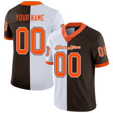 Load image into Gallery viewer, Custom Brown Orange-White Mesh Split Fashion Football Jersey
