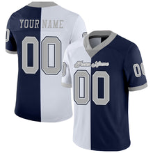 Load image into Gallery viewer, Custom Navy Gray-White Mesh Split Fashion Football Jersey
