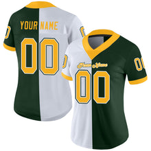 Load image into Gallery viewer, Custom Green Gold-White Mesh Split Fashion Football Jersey
