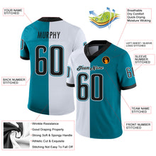 Load image into Gallery viewer, Custom Teal Black-White Mesh Split Fashion Football Jersey
