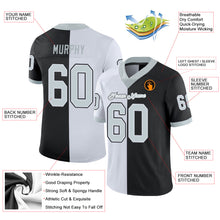 Load image into Gallery viewer, Custom Black Silver-White Mesh Split Fashion Football Jersey
