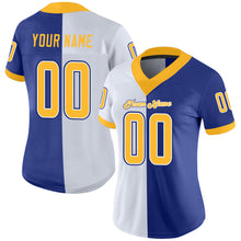 Load image into Gallery viewer, Custom Royal Gold-White Mesh Split Fashion Football Jersey
