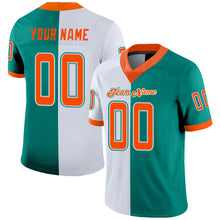 Laden Sie das Bild in den Galerie-Viewer, Custom Aqua Orange-White Mesh Split Fashion Football Jersey
