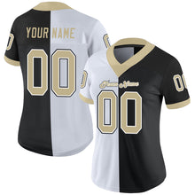 Load image into Gallery viewer, Custom Black Vegas Gold-White Mesh Split Fashion Football Jersey
