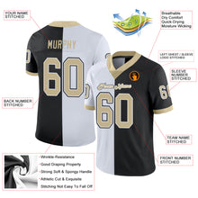 Laden Sie das Bild in den Galerie-Viewer, Custom Black Vegas Gold-White Mesh Split Fashion Football Jersey
