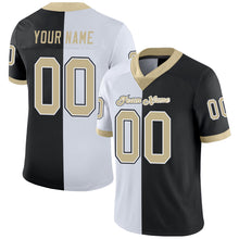 Laden Sie das Bild in den Galerie-Viewer, Custom Black Vegas Gold-White Mesh Split Fashion Football Jersey
