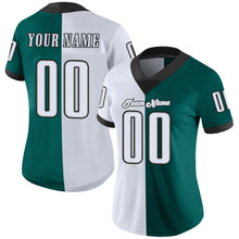 Load image into Gallery viewer, Custom Midnight Green White-Black Mesh Split Fashion Football Jersey
