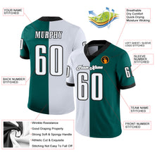 Load image into Gallery viewer, Custom Midnight Green White-Black Mesh Split Fashion Football Jersey
