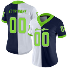 Load image into Gallery viewer, Custom Navy Neon Green-White Mesh Split Fashion Football Jersey
