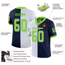 Load image into Gallery viewer, Custom Navy Neon Green-White Mesh Split Fashion Football Jersey

