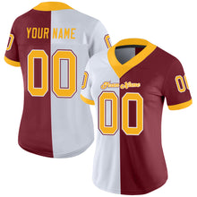 Load image into Gallery viewer, Custom Burgundy Gold-White Mesh Split Fashion Football Jersey
