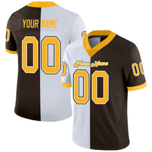 Load image into Gallery viewer, Custom Brown Gold-White Mesh Split Fashion Football Jersey
