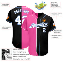 Laden Sie das Bild in den Galerie-Viewer, Custom Black White-Pink Authentic Split Fashion Baseball Jersey
