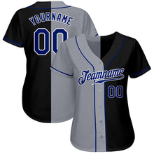 Charger l&#39;image dans la galerie, Custom Black Royal-Gray Authentic Split Fashion Baseball Jersey
