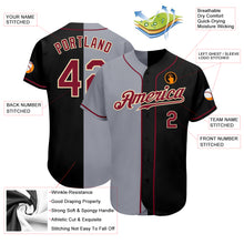 Load image into Gallery viewer, Custom Black Crimson-Gray Authentic Split Fashion Baseball Jersey
