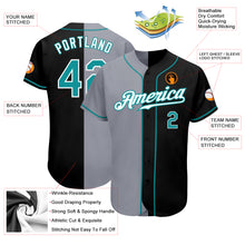 Load image into Gallery viewer, Custom Black Aqua-Gray Authentic Split Fashion Baseball Jersey
