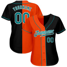 Загрузить изображение в средство просмотра галереи, Custom Black Teal-Orange Authentic Split Fashion Baseball Jersey

