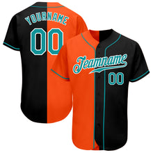 Загрузить изображение в средство просмотра галереи, Custom Black Teal-Orange Authentic Split Fashion Baseball Jersey
