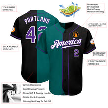 Load image into Gallery viewer, Custom Black Purple-Teal Authentic Split Fashion Baseball Jersey
