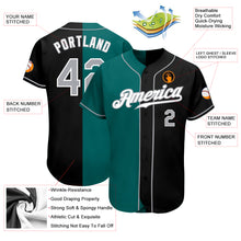 Загрузить изображение в средство просмотра галереи, Custom Black Gray-Teal Authentic Split Fashion Baseball Jersey
