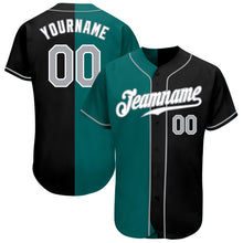 Загрузить изображение в средство просмотра галереи, Custom Black Gray-Teal Authentic Split Fashion Baseball Jersey
