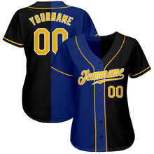 Load image into Gallery viewer, Custom Black Gold-Royal Authentic Split Fashion Baseball Jersey
