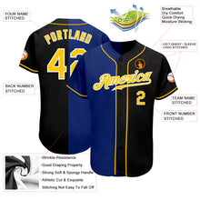 Load image into Gallery viewer, Custom Black Gold-Royal Authentic Split Fashion Baseball Jersey
