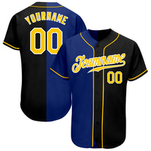 Load image into Gallery viewer, Custom Black Gold-Royal Authentic Split Fashion Baseball Jersey
