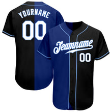 Charger l&#39;image dans la galerie, Custom Black White-Royal Authentic Split Fashion Baseball Jersey

