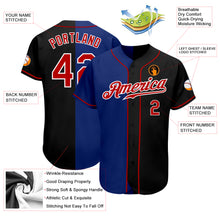 Laden Sie das Bild in den Galerie-Viewer, Custom Black Red-Royal Authentic Split Fashion Baseball Jersey
