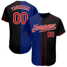 Загрузить изображение в средство просмотра галереи, Custom Black Red-Royal Authentic Split Fashion Baseball Jersey
